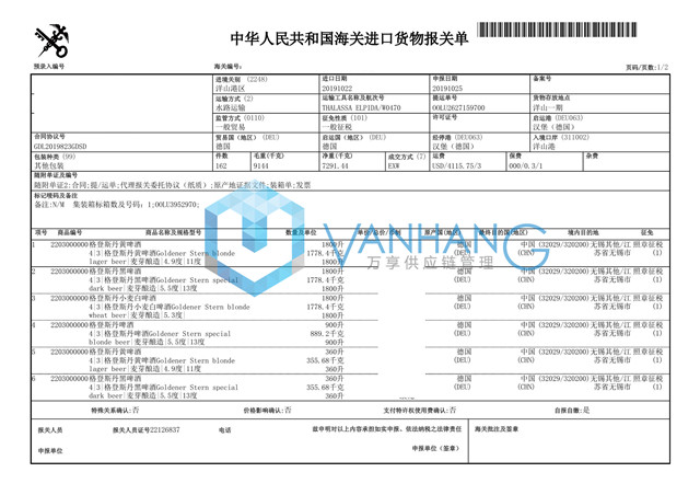 德国啤酒进口报关流程