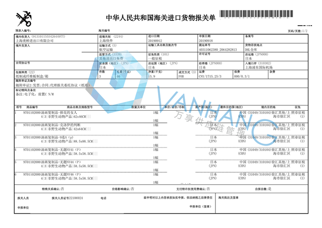 油画进口清关